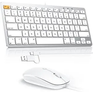 OMOTON Wired Keyboard and Mouse Compatible with Mac, Keyboard with Dual Interface (Type-C and USB A), Mouse with USB A Interface for MacBook Pro/Air, iMac, Mac mini/Pro, White OMOTON Wired Keyboard and Mouse Compatible with Mac, Keyboard with Dual Interface (Type-C and USB A), Mouse with USB A Interface for MacBook Pro/Air, iMac, Mac mini/Pro, White