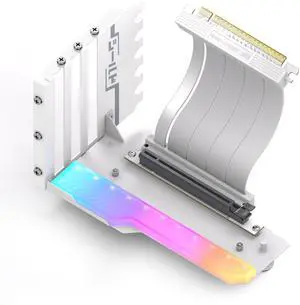 EZDIY-FAB Vertical GPU Mount with High-Speed PCIE 4.0 Riser Cable, ARGB Module, 115mm/4.52in Flexible Extension, 90 Degree Connector, Only Compatible to Full-Opened PCIe Slots-White-YIHPI344-3 EZDIY-FAB Vertical GPU Mount with High-Speed PCIE 4.0 Riser Cable, ARGB Module, 115mm/4.52in Flexible Extension, 90 Degree Connector, Only Compatible to Full-Opened PCIe Slots-White-YIHPI344-3