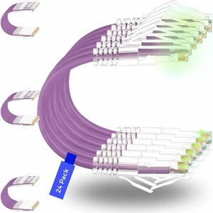 Rapink Patch Cables Cat6/ Cat6a 5ft (24 Pack) Slim, Cat6a Ethernet Patch Cable 50G Support, Snagless Cat 6 Patch Cable for Patch Panel to Switch, Flexiable Cat6 Ethernet Cable Purple Rapink Patch Cables Cat6/ Cat6a 5ft (24 Pack) Slim, Cat6a Ethernet Patch Cable 50G Support, Snagless Cat 6 Patch Cable for Patch Panel to Switch, Flexiable Cat6 Ethernet Cable Purple