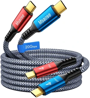 Msaose Braided Thunderbolt 4 Cable 15 FT 2 Pack Compatible, 20Gbps, 240W PD, 5K@60Hz, 4K@60Hz for Mac mini, iPhone 17, MacBook Pro M4 M5 / Air, SSD, Docking, eGPU, XPS, USB4 Msaose Braided Thunderbolt 4 Cable 15 FT 2 Pack Compatible, 20Gbps, 240W PD, 5K@60Hz, 4K@60Hz for Mac mini, iPhone 17, MacBook Pro M4 M5 / Air, SSD, Docking, eGPU, XPS, USB4