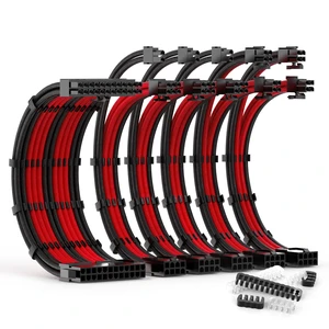 ABNO1 PSU Cable Extension Kit - 30CM Length, Sleeved Cable, 1x24Pin/2x8Pin/3x8Pin for ATX Power Supply (Black/Red) ABNO1 PSU Cable Extension Kit - 30CM Length, Sleeved Cable, 1x24Pin/2x8Pin/3x8Pin for ATX Power Supply (Black/Red)