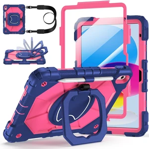 Case for iPad (A16) 11th/10th Generation 11/10.9 Inch 2025/2022, Ubearkk for iPad a16 case with Screen Protector, 360 Degree Rotating Stand Shoulder Strap Pencil Holder,Navy Pink Case for iPad (A16) 11th/10th Generation 11/10.9 Inch 2025/2022, Ubearkk for iPad a16 case with Screen Protector, 360 Degree Rotating Stand Shoulder Strap Pencil Holder,Navy Pink