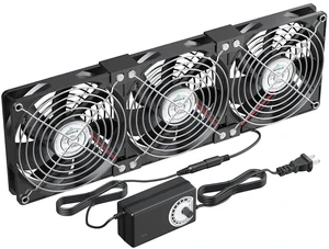 3X120mm Computer Fans with AC Plug & Speed Controller - 12V DC Cooling Fans for PC Case, Server Cabinet, Industrial Chassis, Greenhouse Ventilation 3X120mm Computer Fans with AC Plug & Speed Controller - 12V DC Cooling Fans for PC Case, Server Cabinet, Industrial Chassis, Greenhouse Ventilation