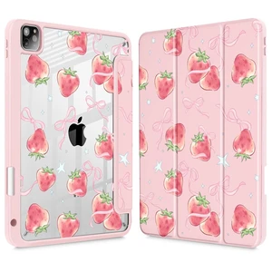 May Chen for iPad Pro 11 inch M2 4th Generation 2022, iPad Pro 11 3rd/2nd/1st Gen, Case with Transparent Shockproof Back Cover [Built-in Pencil Holder, Auto Sleep/Wake, Bow Strawberry May Chen for iPad Pro 11 inch M2 4th Generation 2022, iPad Pro 11 3rd/2nd/1st Gen, Case with Transparent Shockproof Back Cover [Built-in Pencil Holder, Auto Sleep/Wake, Bow Strawberry