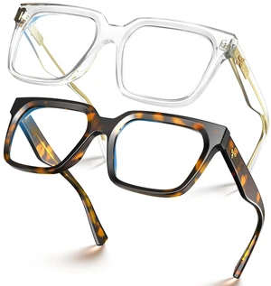 VISOONE 2 Pack Rectangle TR90 Blue Light Blocking Glasses Computer Eyewear with Preppy Look for Women and Men Cougar VISOONE 2 Pack Rectangle TR90 Blue Light Blocking Glasses Computer Eyewear with Preppy Look for Women and Men Cougar