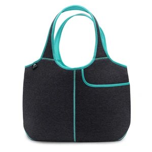 Nordic By Nature Women's Soft Tote Shoulder Bag Neoprene Handbag Laptop Computer Travel Bag Purse (Dark Grey/Lagoon) Nordic By Nature Women's Soft Tote Shoulder Bag Neoprene Handbag Laptop Computer Travel Bag Purse (Dark Grey/Lagoon)