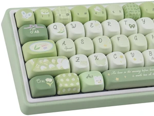 TYRIXKI PBT Keycaps 134 Keys MOA Profile Cute Green Bunny Keycaps TYRIXKI PBT Keycaps 134 Keys MOA Profile Cute Green Bunny Keycaps