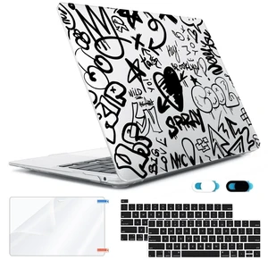 HOHAIYOO Compatible with 2022 M2 MacBook Pro 13 inch Case 2021 2020-2016 M1 A2338 A2289 A2251 A1706 A2159 A1989 with Touch Bar, Hard Case&Keyboard Cover&Screen Protector&Webcam Cover, Black Graffiti HOHAIYOO Compatible with 2022 M2 MacBook Pro 13 inch Case 2021 2020-2016 M1 A2338 A2289 A2251 A1706 A2159 A1989 with Touch Bar, Hard Case&Keyboard Cover&Screen Protector&Webcam Cover, Black Graffiti
