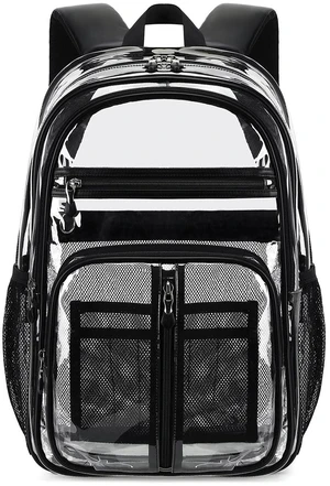 Extra Large Clear Backpack Heavy Duty for Adults, XL TPU 18in Black Bookbag Extra Large Clear Backpack Heavy Duty for Adults, XL TPU 18in Black Bookbag