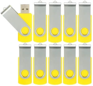 Alihelan 10pcs 16GB USB Flash Drives USB 2.0 Thumb Drive Bulk Swivel Memory Stick 16 GB Fold Storage Jump Drive Zip Drive, 10 Pack Yellow Alihelan 10pcs 16GB USB Flash Drives USB 2.0 Thumb Drive Bulk Swivel Memory Stick 16 GB Fold Storage Jump Drive Zip Drive, 10 Pack Yellow