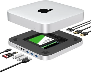 GEWOKLIY Mac mini Dock, USB-C Docking Station with Dual SSD Enclosures, Compatible with 2.5-inch SATA HDD and NVMe M.2 SSD, Mac mini Hub with 4K HDMI & DisplayPort, USB A/C Ports, TF/SD Card Reader GEWOKLIY Mac mini Dock, USB-C Docking Station with Dual SSD Enclosures, Compatible with 2.5-inch SATA HDD and NVMe M.2 SSD, Mac mini Hub with 4K HDMI & DisplayPort, USB A/C Ports, TF/SD Card Reader