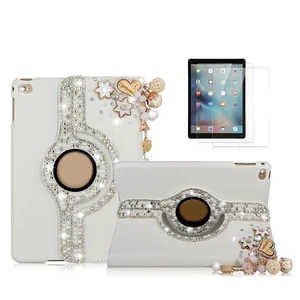 STENES Bling Case Compatible with iPad Pro 12.9 (2022) - Stylish - 3D Handmade Crystal Heart Pendant Flowers Floral 360 Degree Rotating Stand Case with Smart Cover Auto Sleep/Wake - Gold STENES Bling Case Compatible with iPad Pro 12.9 (2022) - Stylish - 3D Handmade Crystal Heart Pendant Flowers Floral 360 Degree Rotating Stand Case with Smart Cover Auto Sleep/Wake - Gold
