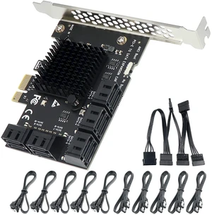 SATA Expansion Card 10 Ports,6Gbps PCI Express x1 to SATA 3.0 Controller Card for Windows XP/7/8/10 SSD HDD SATA Expansion Card 10 Ports,6Gbps PCI Express x1 to SATA 3.0 Controller Card for Windows XP/7/8/10 SSD HDD