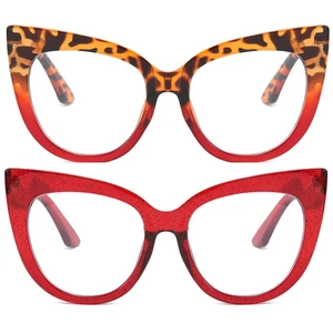 mincl Cat Eye Reading Glasses for Women,Retro Red Frame 2pack Computer Readers, Oversized Blue light Blocking Eyeglasses, (2pcs-red&leopard, 2.0, multiplier_x) mincl Cat Eye Reading Glasses for Women,Retro Red Frame 2pack Computer Readers, Oversized Blue light Blocking Eyeglasses, (2pcs-red&leopard, 2.0, multiplier_x)