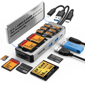 8in1 Multi SD Card Reader Adapter Aluminum with Card Storage Carrying Box SD/TF/CF/MS/XD/Cfast/Memory Stick Pro Duo USB3.0 C&A Port for Phone/Pad/PC/Laptop,No Application Required Plug and Play 8in1 Multi SD Card Reader Adapter Aluminum with Card Storage Carrying Box SD/TF/CF/MS/XD/Cfast/Memory Stick Pro Duo USB3.0 C&A Port for Phone/Pad/PC/Laptop,No Application Required Plug and Play