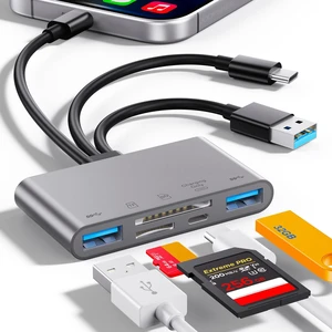 5-in-1 SD Card Reader,High-Speed USB 3.0 Adapter for Phone/Pad USB C/A Devices with TF&SD Card Slots, Supports SD/TF/SDHC/SDXC/MMC 5-in-1 SD Card Reader,High-Speed USB 3.0 Adapter for Phone/Pad USB C/A Devices with TF&SD Card Slots, Supports SD/TF/SDHC/SDXC/MMC