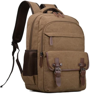 CROCOD Canvas Laptop Backpack, Vintage Daypack for Men Women,Travel Work Rucksack College Bookbag Computer Bag Fits 15.6 Inch Laptop (Coffee) CROCOD Canvas Laptop Backpack, Vintage Daypack for Men Women,Travel Work Rucksack College Bookbag Computer Bag Fits 15.6 Inch Laptop (Coffee)