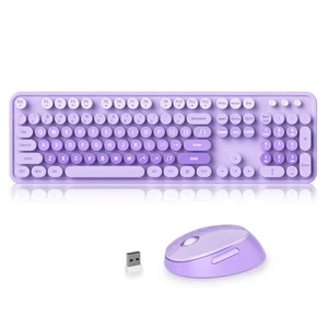 Ussixchare Purple Keyboard and Mouse, Cute Wireless Keyboard and Mouse Combo, Full Size Typewriter Keyboard with Number Pad, Colorful Keyboard for Pc Laptop(Purple Colorful) Ussixchare Purple Keyboard and Mouse, Cute Wireless Keyboard and Mouse Combo, Full Size Typewriter Keyboard with Number Pad, Colorful Keyboard for Pc Laptop(Purple Colorful)