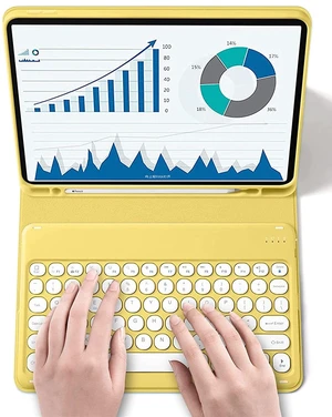 QIYIBOCASE Cute Keyboard Case for iPad Pro 11 2022 4th/3rd/2nd Generation,Round Keys Detachable Magnets Bluetooth Keyboard Case with Pencil Holder for Girly Women(Yellow) QIYIBOCASE Cute Keyboard Case for iPad Pro 11 2022 4th/3rd/2nd Generation,Round Keys Detachable Magnets Bluetooth Keyboard Case with Pencil Holder for Girly Women(Yellow)