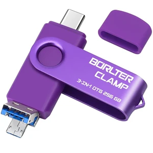 256GB 3 in 1 USB 3.0 Flash Drive Photo Stick for Android Phones, BorlterClamp OTG Memory Stick with 3 USB Ports (USB C, microUSB, USB A) for Samsung Galaxy, LG, Tablets, PC and More, Purple 256GB 3 in 1 USB 3.0 Flash Drive Photo Stick for Android Phones, BorlterClamp OTG Memory Stick with 3 USB Ports (USB C, microUSB, USB A) for Samsung Galaxy, LG, Tablets, PC and More, Purple