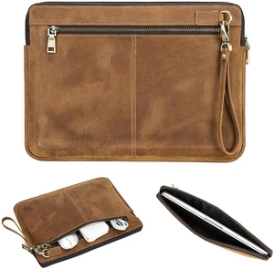 CataPurus Top Grain Leather 14.2" Slim Laptop Sleeve Case Bag, Vintage Design with 2 Zip Pockets, Handmade, Compatible with MacBook Pro 14" 2021 2022 M1 Pro/M1 Max A2442 & Other PC, Brown 14.2 Inch CataPurus Top Grain Leather 14.2" Slim Laptop Sleeve Case Bag, Vintage Design with 2 Zip Pockets, Handmade, Compatible with MacBook Pro 14" 2021 2022 M1 Pro/M1 Max A2442 & Other PC, Brown 14.2 Inch