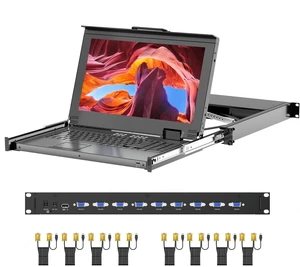 Arvitek 15.6" LCD KVM Switch 8 Port VGA, Rack Mount KVM Console, Support Hot-key/OSD/Button Switch, Fits 1U 19" Server Rack w/1931.5" (480-800mm) Depth, Included 8 VGA KVM Cables Arvitek 15.6" LCD KVM Switch 8 Port VGA, Rack Mount KVM Console, Support Hot-key/OSD/Button Switch, Fits 1U 19" Server Rack w/1931.5" (480-800mm) Depth, Included 8 VGA KVM Cables