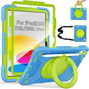 Andnary Case for iPad (A16) 11th Generation 11 inch 2025/10th Generation 10.9 inch 2022, Shockproof Cover with Screen Protector/360 Rotate Handle/Bracket/Pen Holder/Shoulder Strap (Blue+Green) Andnary Case for iPad (A16) 11th Generation 11 inch 2025/10th Generation 10.9 inch 2022, Shockproof Cover with Screen Protector/360 Rotate Handle/Bracket/Pen Holder/Shoulder Strap (Blue+Green)