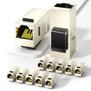 AMPCOM CAT7 Inline Coupler RJ45 STP Keystone Jack, Shielded Female to Female Feedthrough Ethernet Module- 12 Pack AMPCOM CAT7 Inline Coupler RJ45 STP Keystone Jack, Shielded Female to Female Feedthrough Ethernet Module- 12 Pack