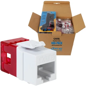 ICC CAT6 Keystone Jack with Slim Profile 180 Degree Punch Down, RJ45 UL Listed PoE++ TAA Compliant for Wall Plate or Patch Panel, Includes JackEasy Termination Tool, White 400 Pack ICC CAT6 Keystone Jack with Slim Profile 180 Degree Punch Down, RJ45 UL Listed PoE++ TAA Compliant for Wall Plate or Patch Panel, Includes JackEasy Termination Tool, White 400 Pack