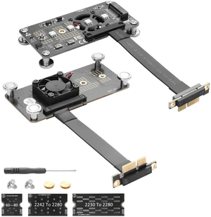 CERRXIAN M.2 NVME M-Key SSD to PCI-E 1X Extension Cable with Cooling Fan and Automatic Discoloration LED,Supports 2230/2242 / 2260/2280 M.2 NGFF NVME SSD CERRXIAN M.2 NVME M-Key SSD to PCI-E 1X Extension Cable with Cooling Fan and Automatic Discoloration LED,Supports 2230/2242 / 2260/2280 M.2 NGFF NVME SSD