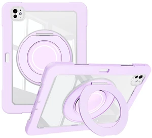 Dteck for iPad Pro 11 inch (M4/M5) 2024/2025 Release Shockproof Clear Case with Stylus Pencil Holder/Rotating Kickstand/Swivel Handle, Lightweight Protective Slim Transparent Tablet Cover, Purple Dteck for iPad Pro 11 inch (M4/M5) 2024/2025 Release Shockproof Clear Case with Stylus Pencil Holder/Rotating Kickstand/Swivel Handle, Lightweight Protective Slim Transparent Tablet Cover, Purple
