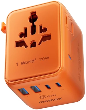 MOMAX 70W Universal Travel Adapter 7-in-1 GaN International Power Adapter MOMAX 70W Universal Travel Adapter 7-in-1 GaN International Power Adapter