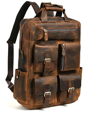 Handadsume Water Resistant Canvas + Leather Large Travel Back-pack Rucksack Knapsack Laptop Bag For Men FB1170 (X-9950-Coffee) Handadsume Water Resistant Canvas + Leather Large Travel Back-pack Rucksack Knapsack Laptop Bag For Men FB1170 (X-9950-Coffee)