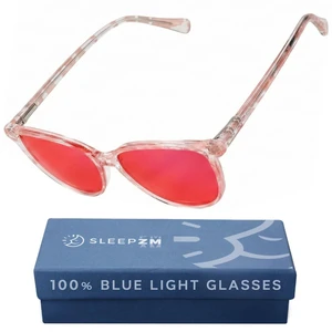 Sleep ZM Blue Light Blocking Glasses for Women - 100% Red, Pink Wayfarer Sleep ZM Blue Light Blocking Glasses for Women - 100% Red, Pink Wayfarer