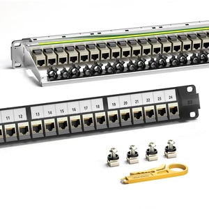 AMPCOM CAT7 Keystone Patch Panel 24-Port 1U with 10G Shielded Ethernet Inline Coupler - 19 Inch Rackmount &Wall Mount with Rear Support Bar AMPCOM CAT7 Keystone Patch Panel 24-Port 1U with 10G Shielded Ethernet Inline Coupler - 19 Inch Rackmount &Wall Mount with Rear Support Bar