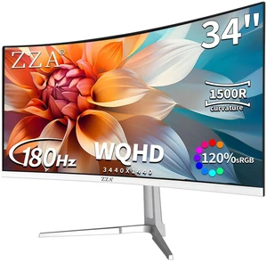 ZZA 34'' Gaming Monitor-165Hz/180Hz WQHD (3440x1440P) Ultrawide 34 White Curved Monitor,FreeSync for Tear-Free Gaming,120% sRGB, HDMI 2.1 & DP 1.4,PBP Mode,Wall Mountable ZZA 34'' Gaming Monitor-165Hz/180Hz WQHD (3440x1440P) Ultrawide 34 White Curved Monitor,FreeSync for Tear-Free Gaming,120% sRGB, HDMI 2.1 & DP 1.4,PBP Mode,Wall Mountable