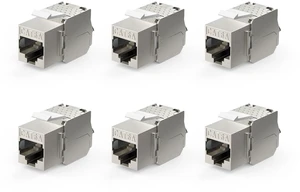 VCE RJ45 Cat6A Shielded Keystone Jacks 6-Pack, 10Gbps Easy Toolless Modular VCE RJ45 Cat6A Shielded Keystone Jacks 6-Pack, 10Gbps Easy Toolless Modular