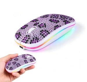 Rechargeable Bluetooth Wireless Mouse with Bling Crystal Rhinestones & 7-Color LED Lights - Silent Dual Mode Wireless Mouse for Laptops, PCs, and Macs - Perfect for Office, Travel & Home Rechargeable Bluetooth Wireless Mouse with Bling Crystal Rhinestones & 7-Color LED Lights - Silent Dual Mode Wireless Mouse for Laptops, PCs, and Macs - Perfect for Office, Travel & Home