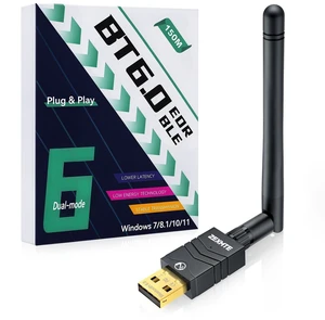 ZEXMTE 6.0 USB Bluetooth Adapter for PC, Long Range Connection with High Gain Antenna, Wireless Bluetooth Receiver 492FT / 150M, Plug &Play for Windows 11/10/8.1/7 ZEXMTE 6.0 USB Bluetooth Adapter for PC, Long Range Connection with High Gain Antenna, Wireless Bluetooth Receiver 492FT / 150M, Plug &Play for Windows 11/10/8.1/7