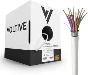 Voltive 22/12 Shielded Low Voltage Wire, Riser CL3R, White, 500ft - 22AWG, 12 Conductors, Overall Shield, Stranded Bare Copper, UL Listed - V-1309-1 Voltive 22/12 Shielded Low Voltage Wire, Riser CL3R, White, 500ft - 22AWG, 12 Conductors, Overall Shield, Stranded Bare Copper, UL Listed - V-1309-1