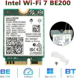 New Wi-Fi 7 Intel BE200 Bluetooth 5.4 Wifi Card BE200NGW 2.4/ 5/ 6 GHz 5.8 Gbps For Windows 11 PC Laptop New Wi-Fi 7 Intel BE200 Bluetooth 5.4 Wifi Card BE200NGW 2.4/ 5/ 6 GHz 5.8 Gbps For Windows 11 PC Laptop