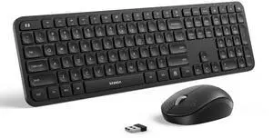 Wireless Keyboard and Mouse Combo - seenda Full Size 2.4G USB Wireless Keyboard Mouse Set, Quiet Cordless Computer Keyboard Mouse for Windows, Laptop, PC - Black