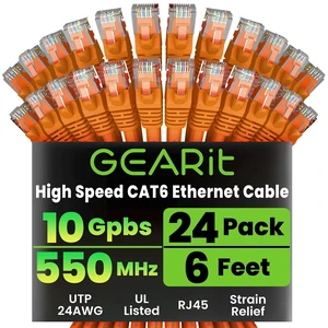GEARit Cat6 Patch Cables Cat 6 Ethernet Cable 6 ft 24-Pack Orange GEARit Cat6 Patch Cables Cat 6 Ethernet Cable 6 ft 24-Pack Orange