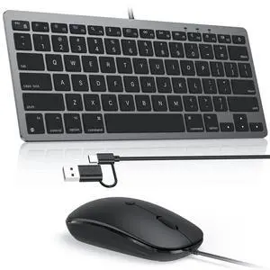 OMOTON Wired Keyboard and Mouse Combo for Mac (MacOS 11.3+), Ergonomic Tilt Compact Portable Set, Plug and Play Keyboard with Dual Type-C & USB A Interface, Mouse with USB A Interface ONLY, Black Grey OMOTON Wired Keyboard and Mouse Combo for Mac (MacOS 11.3+), Ergonomic Tilt Compact Portable Set, Plug and Play Keyboard with Dual Type-C & USB A Interface, Mouse with USB A Interface ONLY, Black Grey