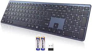 Wireless Keyboard-2.4G Ultra Slim Quiet Full Size USB PC Computer Keyboard,19 Multimedia Keys,Number Pad,Plug&Play,Lag-Free Ergo,Long Battery Life for Desktop,Laptop,Smart TV,MAC,Windows,QWERTY Wireless Keyboard-2.4G Ultra Slim Quiet Full Size USB PC Computer Keyboard,19 Multimedia Keys,Number Pad,Plug&Play,Lag-Free Ergo,Long Battery Life for Desktop,Laptop,Smart TV,MAC,Windows,QWERTY