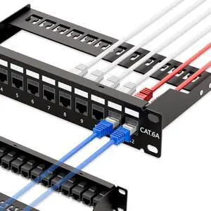 iwillink 10Gbps Cat6A Patch Panel 12 Port, Keystone Patch Panel UTP 10-Inch with Back Bar, Wallmount or Rackmount, Compatible with Cat5, Cat5e, Cat6, Cat6A Cabling iwillink 10Gbps Cat6A Patch Panel 12 Port, Keystone Patch Panel UTP 10-Inch with Back Bar, Wallmount or Rackmount, Compatible with Cat5, Cat5e, Cat6, Cat6A Cabling