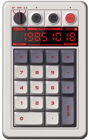 8Bitdo 18 Keys Retro Mechanical Numpad, Supports PC Numpad & Standard Calculator Mode, Hot-swappable, PC Calculator Shortcut Button, Bluetooth/2.4G/Wired Numpad for Windows and Android - N Edition 8Bitdo 18 Keys Retro Mechanical Numpad, Supports PC Numpad & Standard Calculator Mode, Hot-swappable, PC Calculator Shortcut Button, Bluetooth/2.4G/Wired Numpad for Windows and Android - N Edition