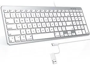 OMOTON Wired Keyboard for Mac, with USB-A & Type-C Dual Interface, 0-9 Numeric Keypad, 8 Ergonomic Tilt Comfortable Typing for Office & Business, Compatible with MacBook Neo/Air/Pro, iMac, Silver OMOTON Wired Keyboard for Mac, with USB-A & Type-C Dual Interface, 0-9 Numeric Keypad, 8 Ergonomic Tilt Comfortable Typing for Office & Business, Compatible with MacBook Neo/Air/Pro, iMac, Silver