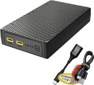 Nitecore NB20000 Gen 3 Power Bank, 20000mAh Fast Charging QC PD Compatible with iPhone, Samsung Galaxy and Tablets with Lumentac USB Charging Cable (Dual USB-C)