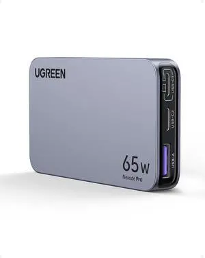 UGREEN Nexode Pro 65W USB C Charger Flat, 3-Port Slim GaN Compact Fast PPS Wall Charger for iPhone 16/15/14, MacBook Air, iPad Pro, Galaxy S24/S23/Note20, Pixel 9/8, Steam Deck